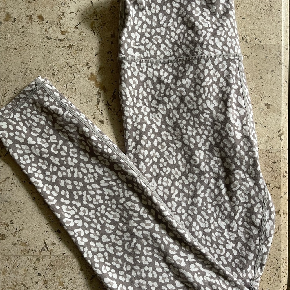 Varley Gray/Taupe and White Animal Print Leggings